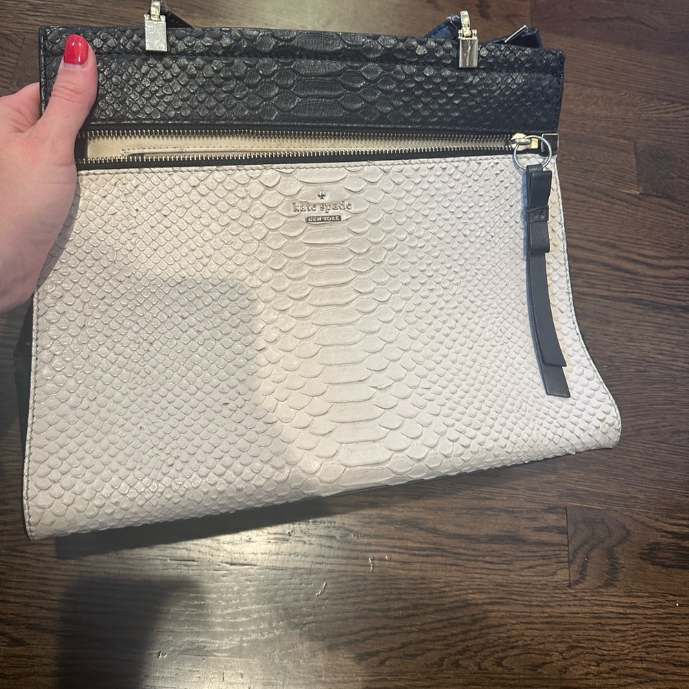 Black and cream python Kate spade bag